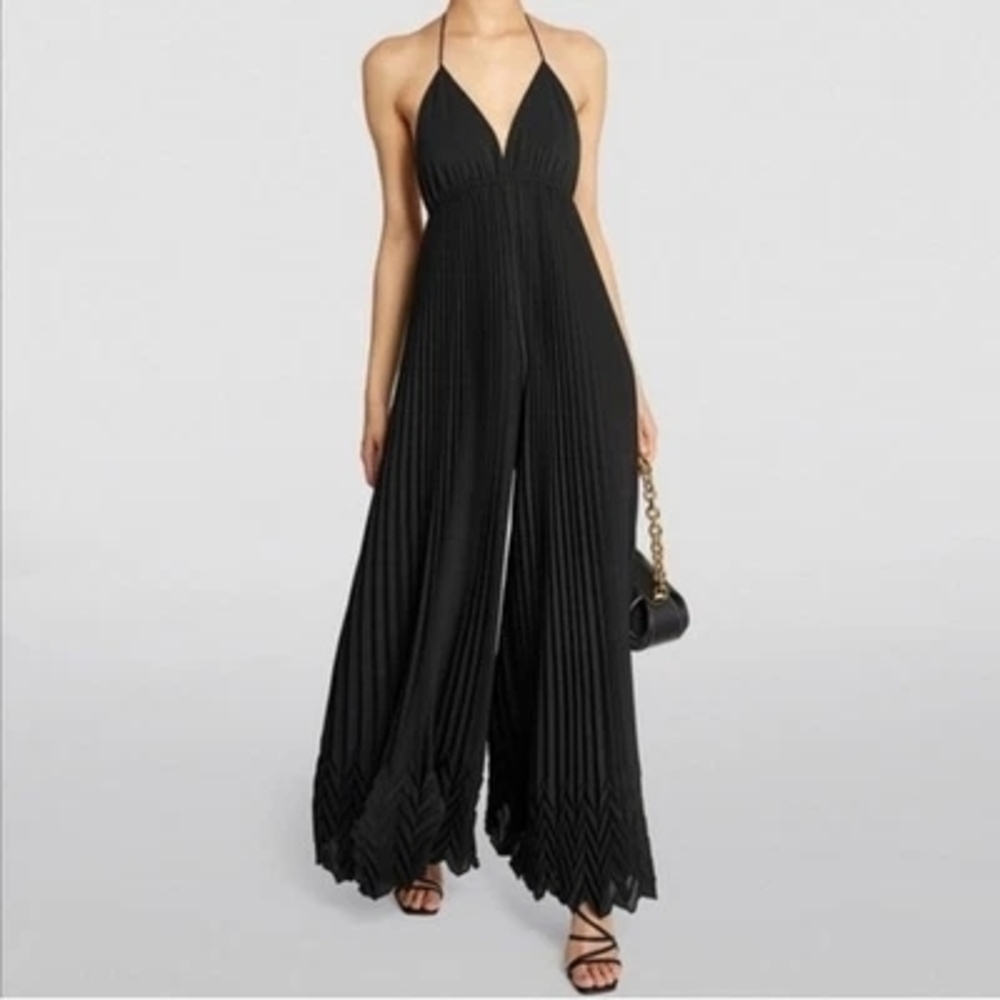 Alice + Olivia Black Halter Jumpsuit